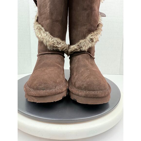 BearPaw Sheilah Womens Size 10 Suede Wool Fur Tall Winter Boot Waterproof Brown - Picture 4 of 11